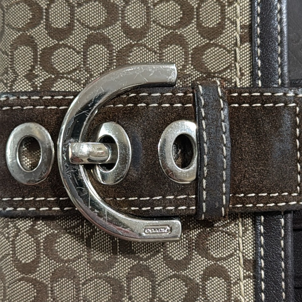 Coach Brown Monogram Wallet with Buckle Authentic - Picture 11 of 13